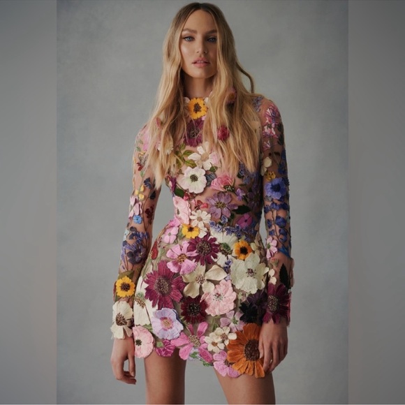 5⭐️CASA B💫| Blooming Elegance: The Enchanté Floral Embroidered Luxe Dress - Picture 2 of 16